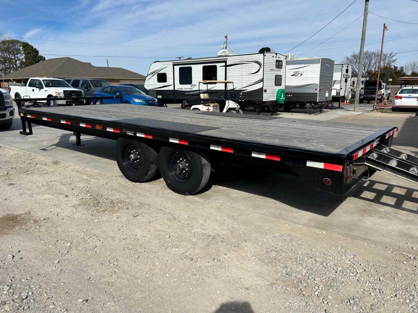 2022 BLACK EAST TEXAS TRAILER FLATBED (58SBF2021NE) , located at 17760 Hwy 62, Morris, OK, 74445, 35.609104, -95.877060 - 2022 EAST TEXAS TRAILER IS 20X8 FT. INCLUDES RAMPS DUAL AXLE GVWR 14,000 LB TITLE IN HAND $6,900 CALL RUSS OR JONA AT 918-733-4887 - Photo#4